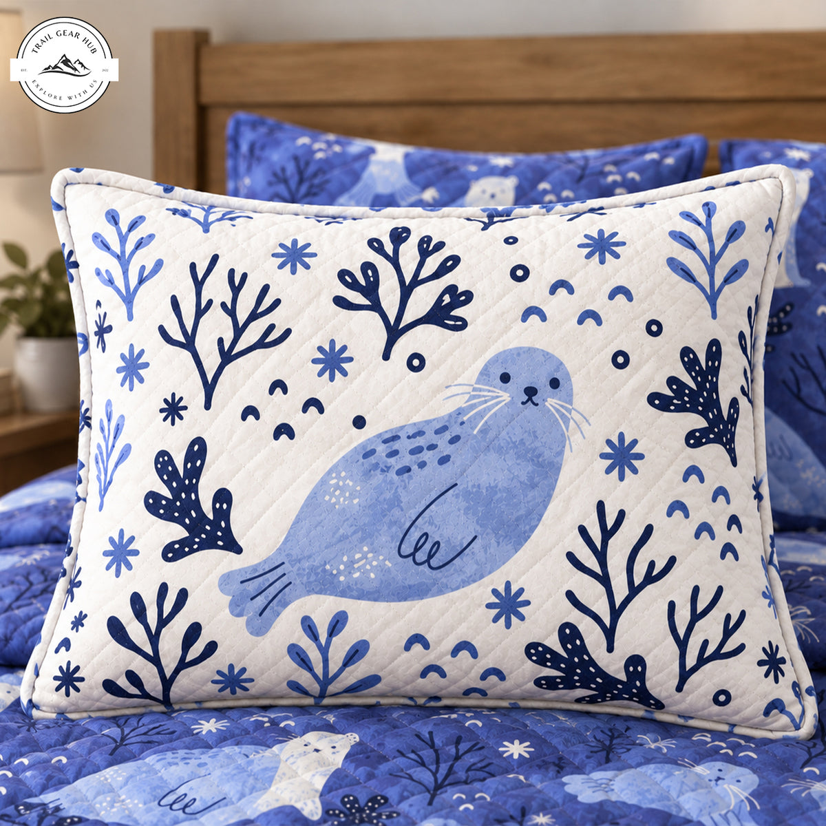 Polar Bear & Seal Quilted Pillow Cover TN199QLTPLC
