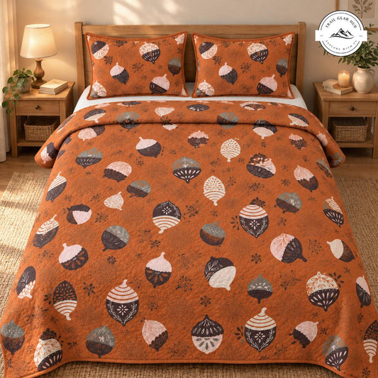 Rustic Fall Harvest Acorn Quilted Bedding Set TN213
