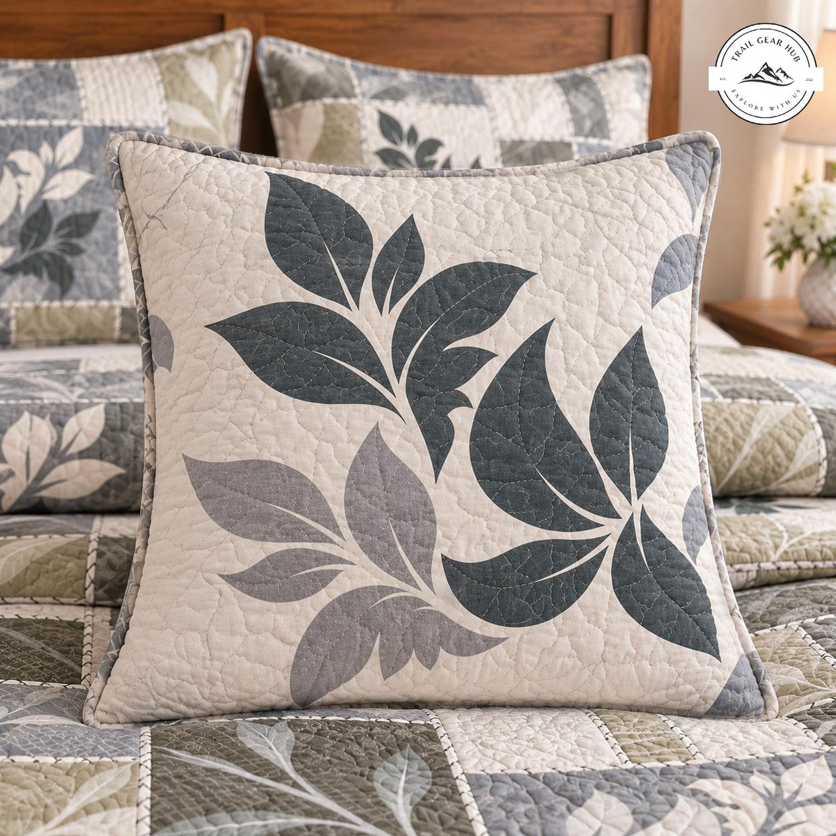 Rustic Leaf Patchwork Quilted Pillow Cover TN214QLTPLC