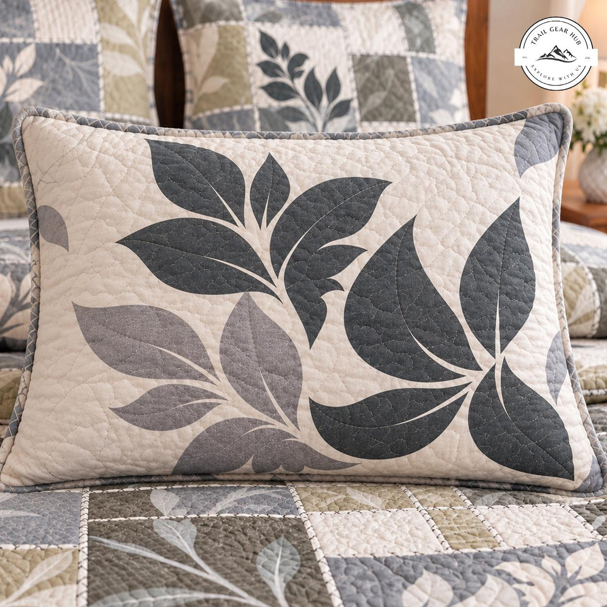 Rustic Leaf Patchwork Quilted Pillow Cover TN214QLTPLC