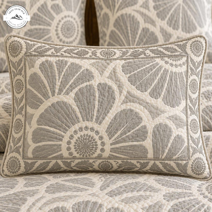 Beige & White Boho Floral Quilted Pillow Cover TN225QLTPLC