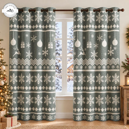 Holiday Cheer Green Quilted Curtains TN227QLTCT