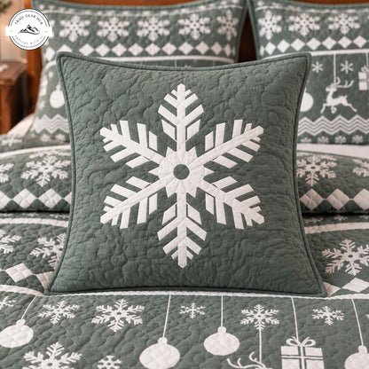 Holiday Cheer Green Quilted Pillow Cover TN227QLTPLC