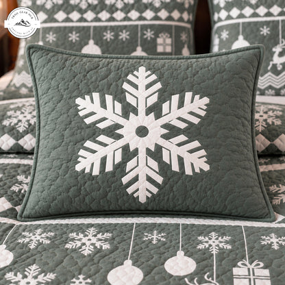 Holiday Cheer Green Quilted Pillow Cover TN227QLTPLC