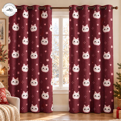 Cozy Pixel Cat Quilted Curtains TN228QLTCT