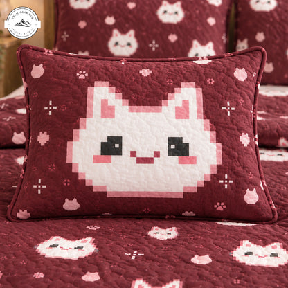Cozy Pixel Cat Quilted Pillow Cover TN228QLTPLC
