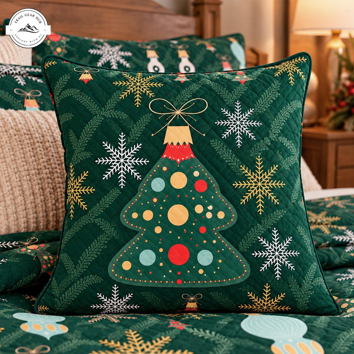 Christmas Tree and Ornament Quilted Pillow Cover TN249QLTPLC