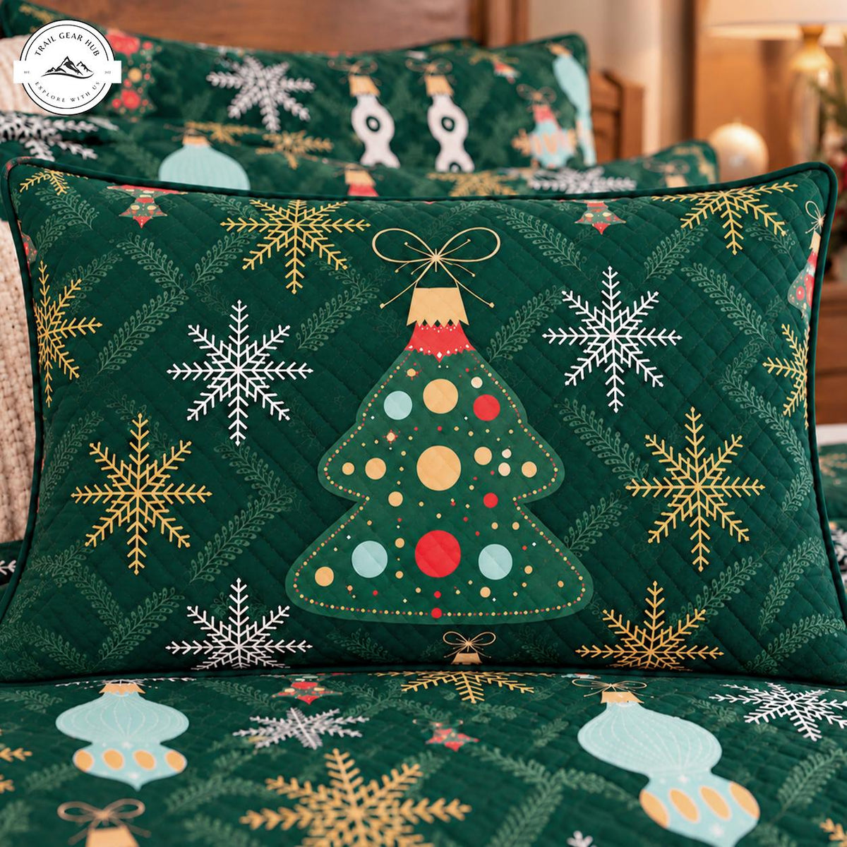 Christmas Tree and Ornament Quilted Pillow Cover TN249QLTPLC
