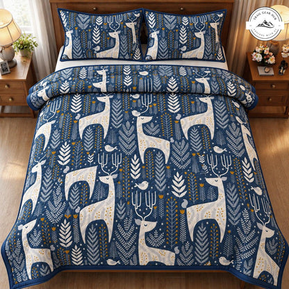 Rustic Nordic Woodland Deer Quilted Bedding Set TN260