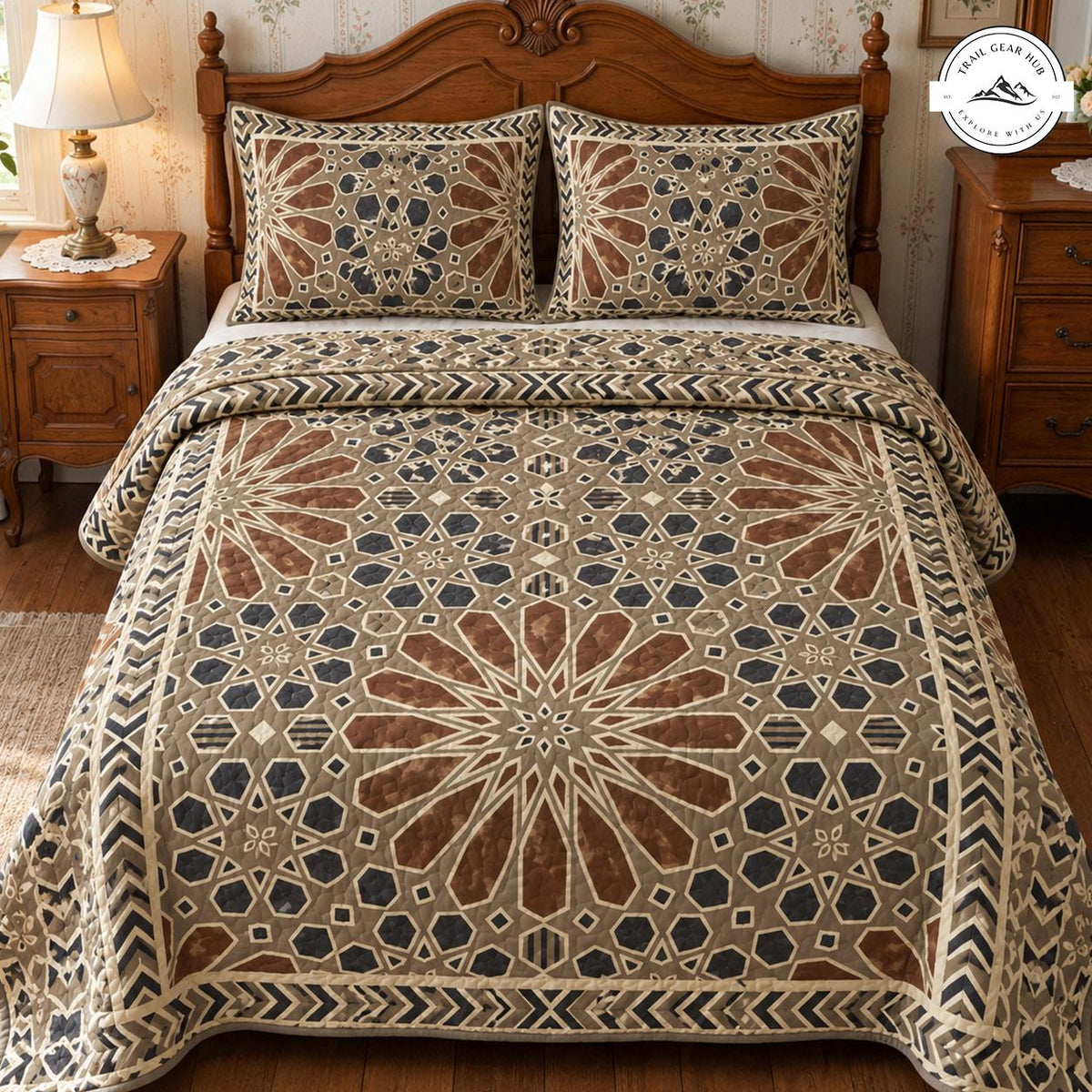 Moroccan Geometric Quilted Bedding Set TN261