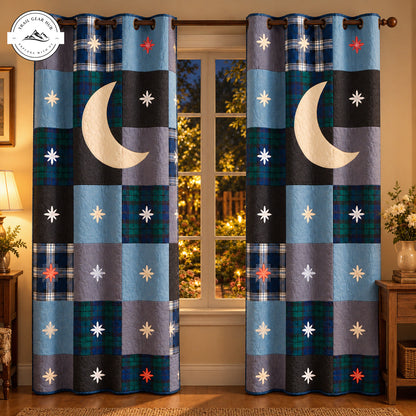 Moon and Stars Plaid Quilted Curtains TN270QLTCT