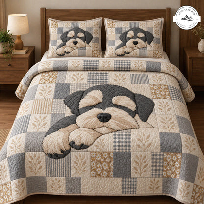 Cute Dog Patchwork Quilted Bedding Set TN273