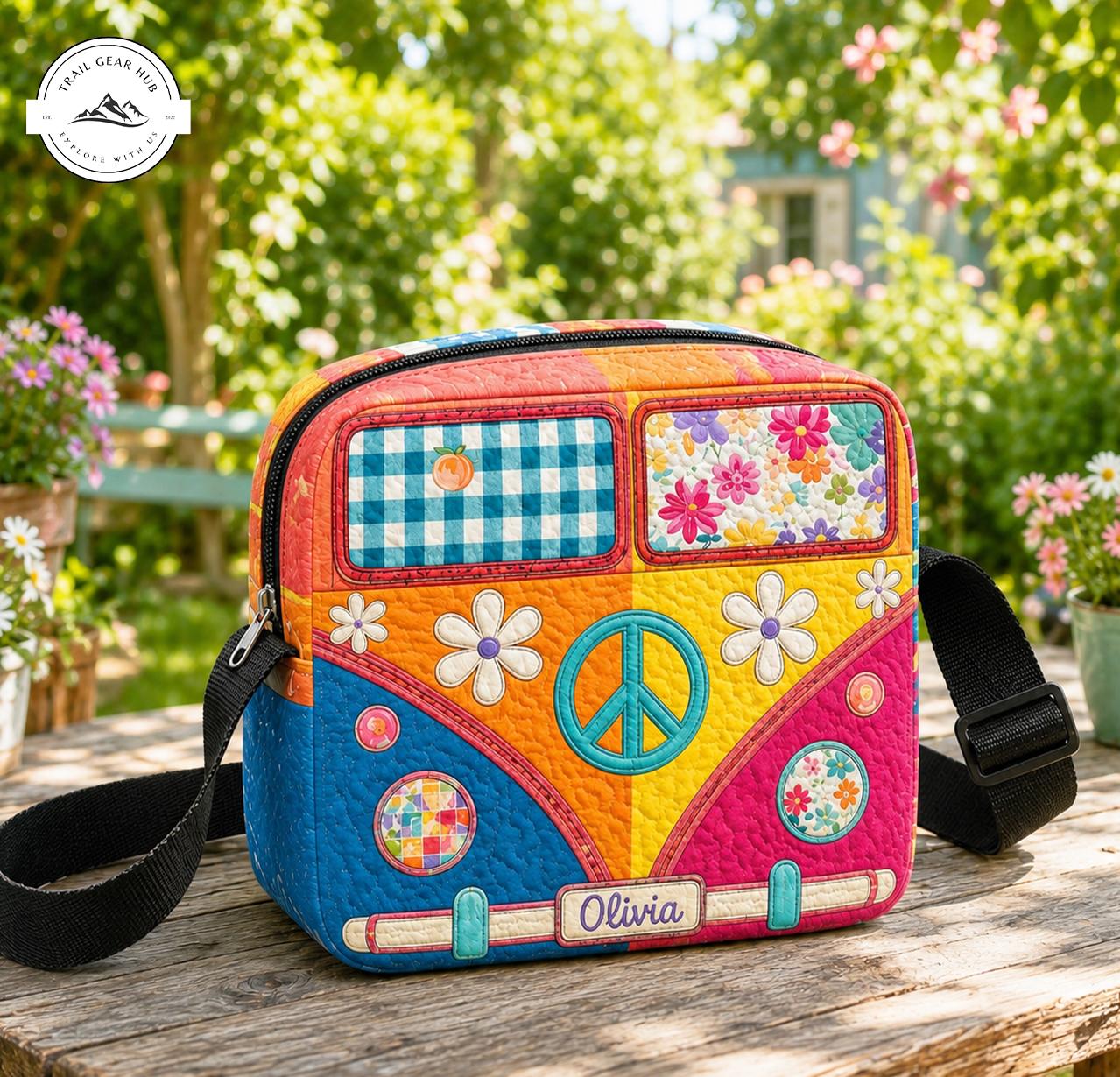 Hippie Van Personalized Quilted Crossbody Bag TN08