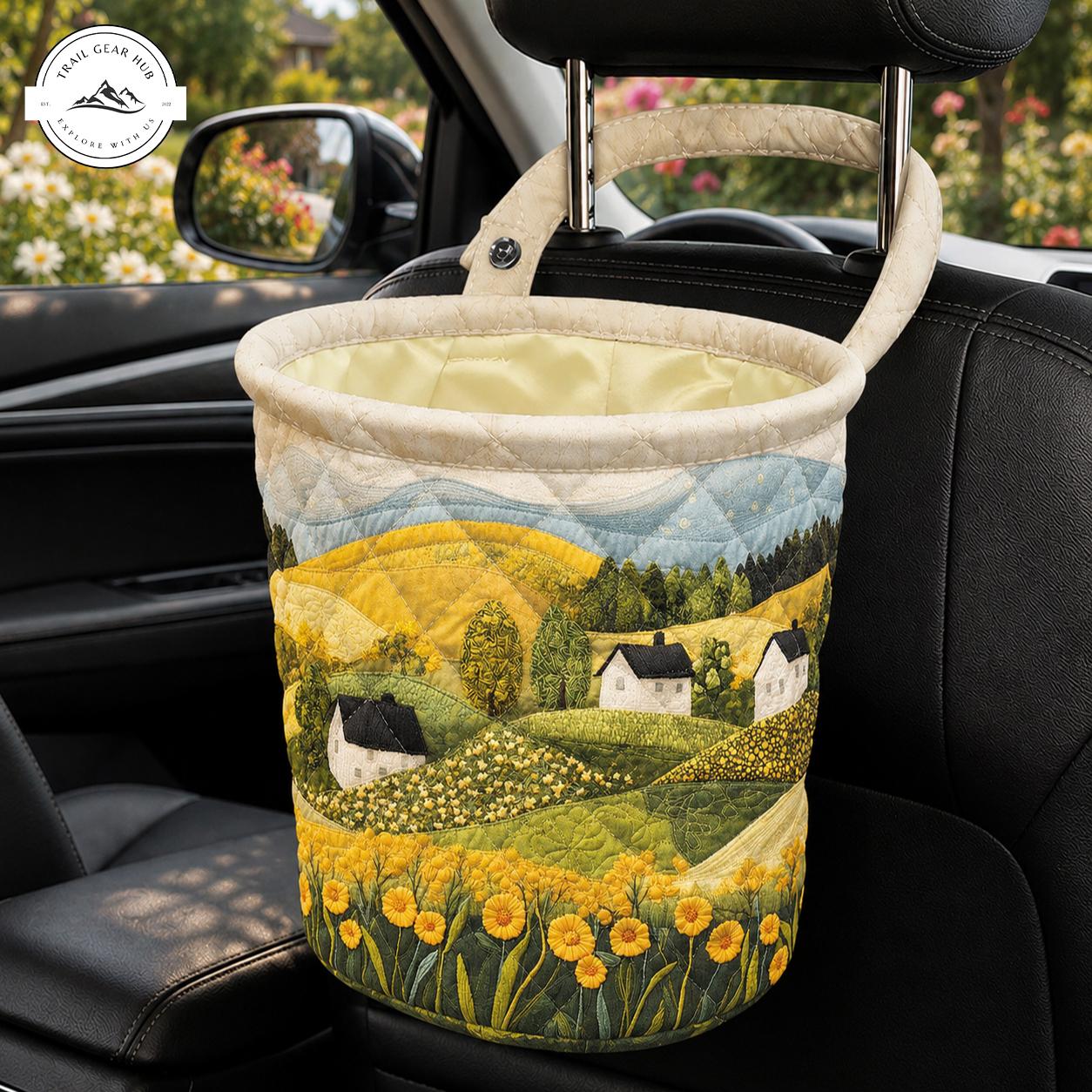 Landscape Floral Quilted Car Trash Bin TN11