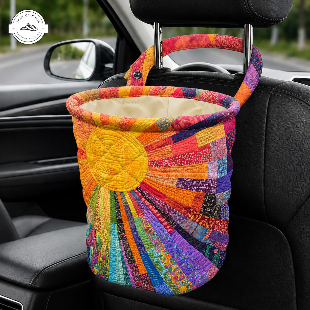 Colorful Sunburst Quilted Car Trash Bin TN12