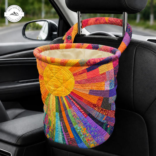 Colorful Sunburst Quilted Car Trash Bin TN12