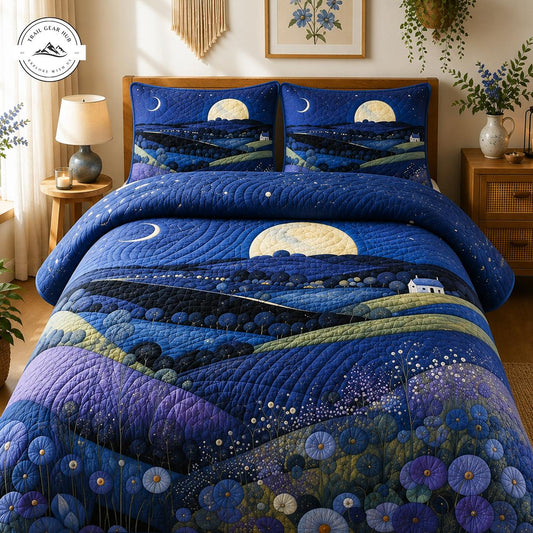 Starry Night Landscape Quilted Duvet Cover Set TN02