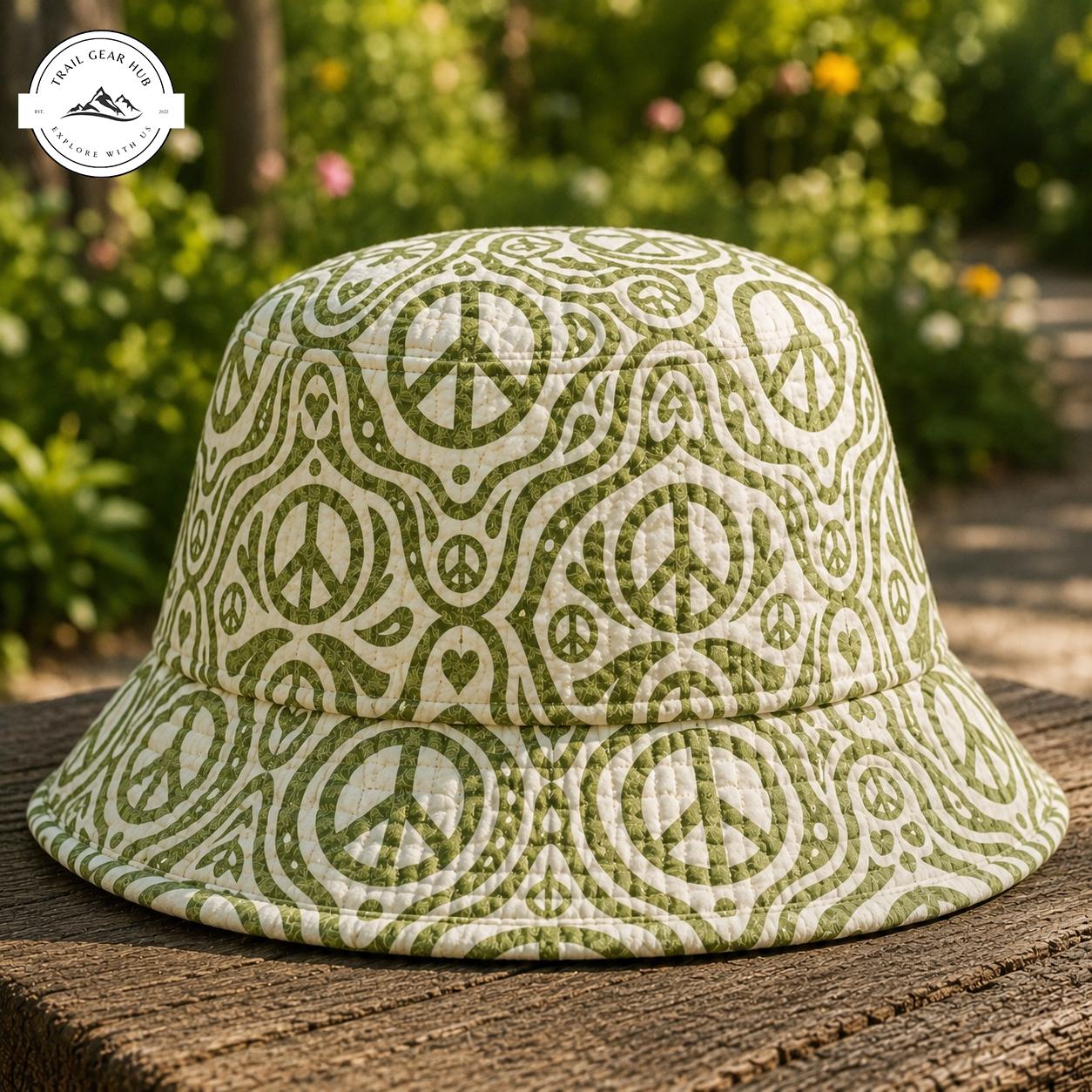 Retro Green Peace Quilted Fishing Hat TN03