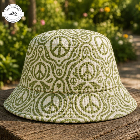 Retro Green Peace Quilted Fishing Hat TN03