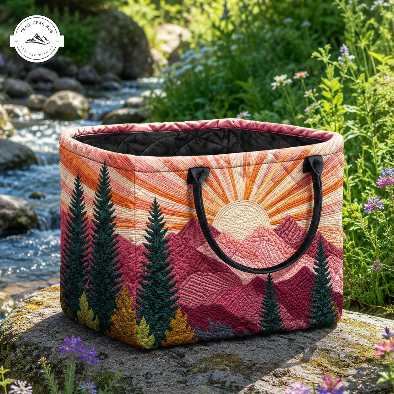 Mountain Sunrise Quilted Storage Basket TN49