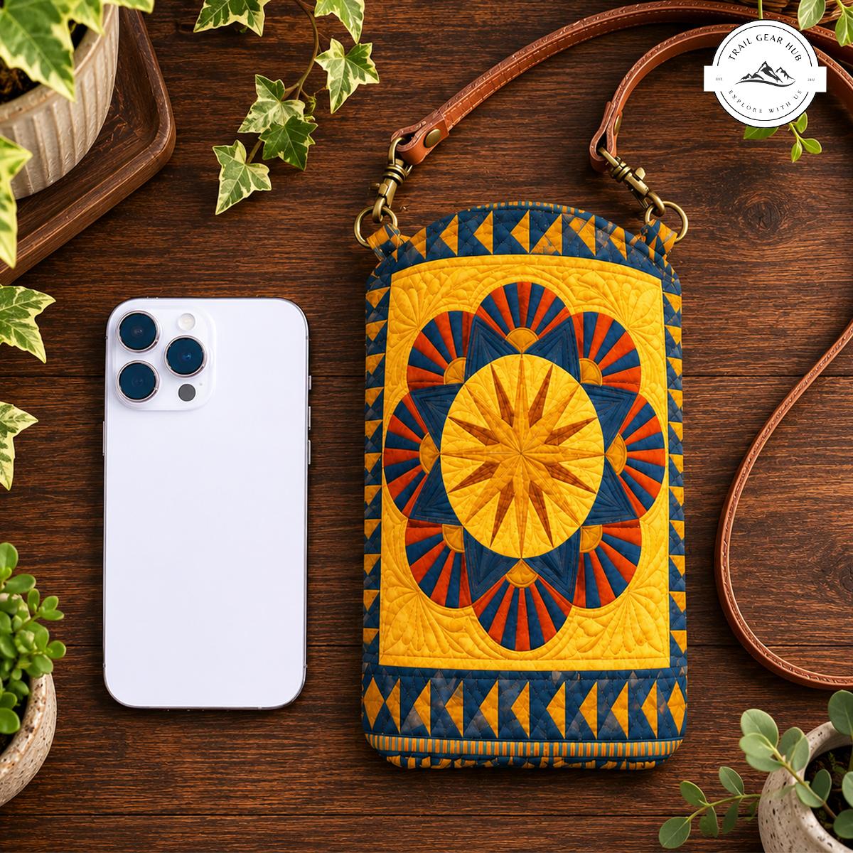 Boho Patterned Quilted Slim Phone Crossbody Bag TN29