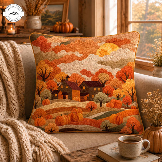 Autumn Harvest Pumpkin Quilted Pillow Cover TN47QLTPLC