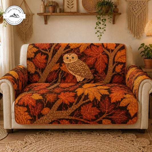 Autumn Maple Leaves & Owl Quilted Seat Sofa TN54