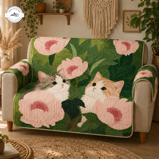 Cute Cats in Floral Garden Quilted Pillow Cover TN65QLTPLC
