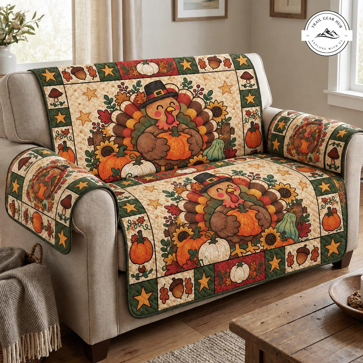Harvest Season Turkey Quilted Seat Sofa TN106