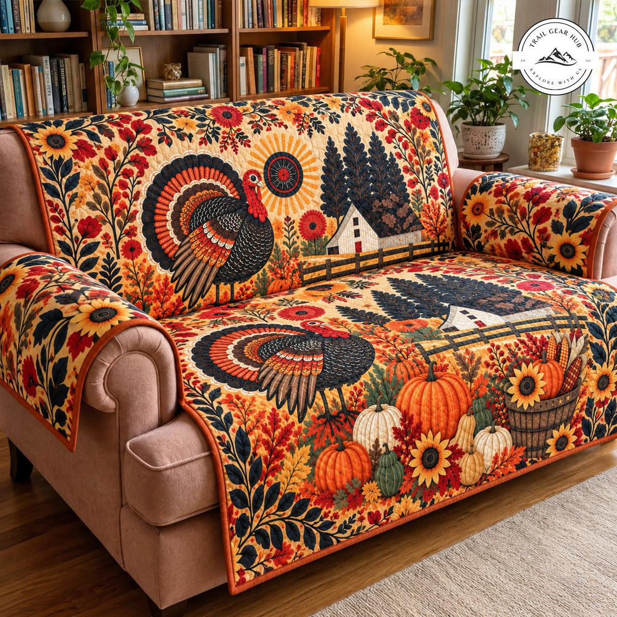 Rustic Thanksgiving Turkey Quilted Seat Sofa TN107