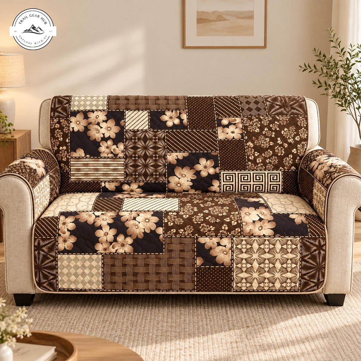 Floral & Geometric Quilted Seat Sofa TN145