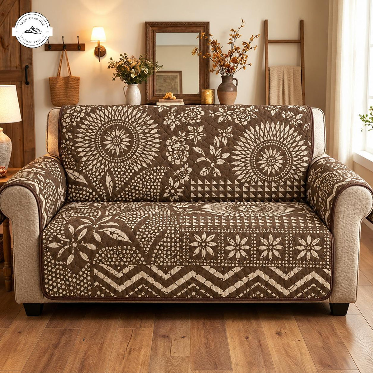 Bohemian Patterned Quilted Seat Sofa TN153