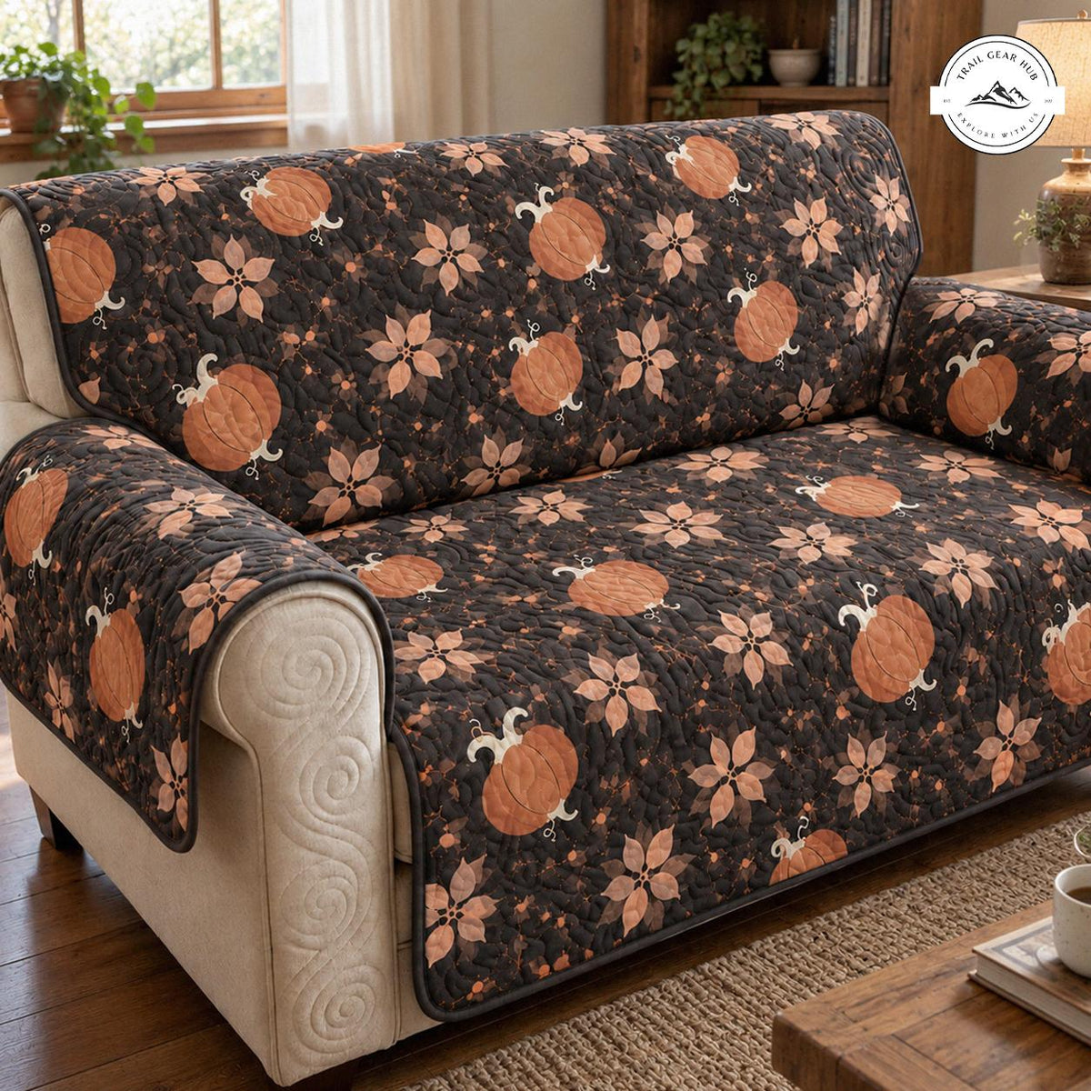 Autumn Pumpkin Pattern Quilted Seat Sofa TN172