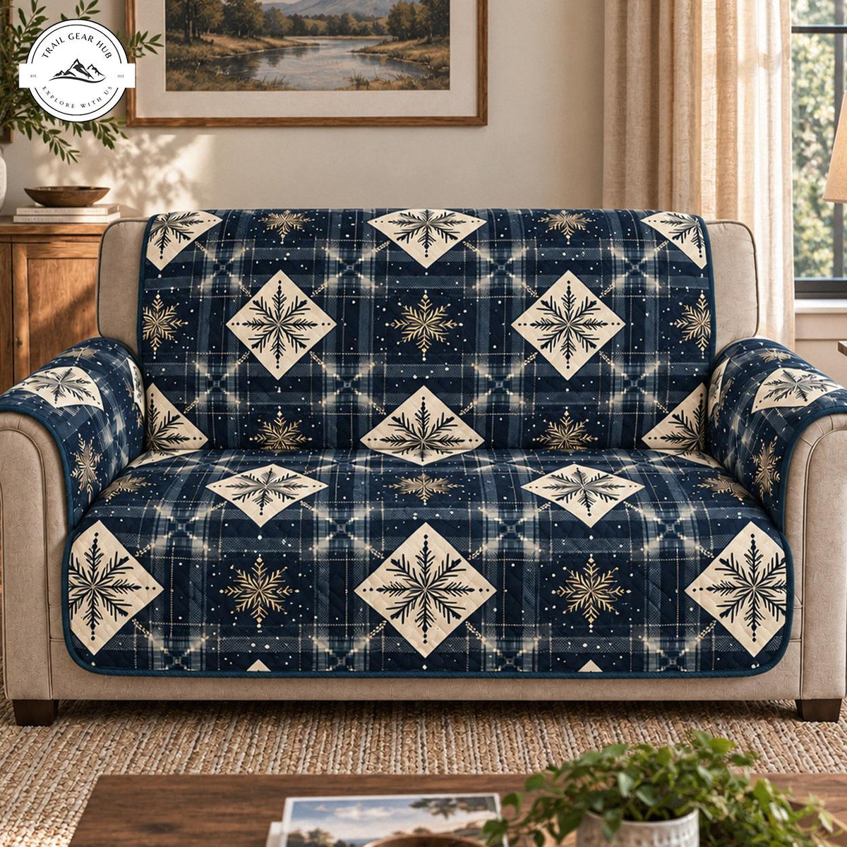 Christmas Snowflake Quilted Seat Sofa TN181