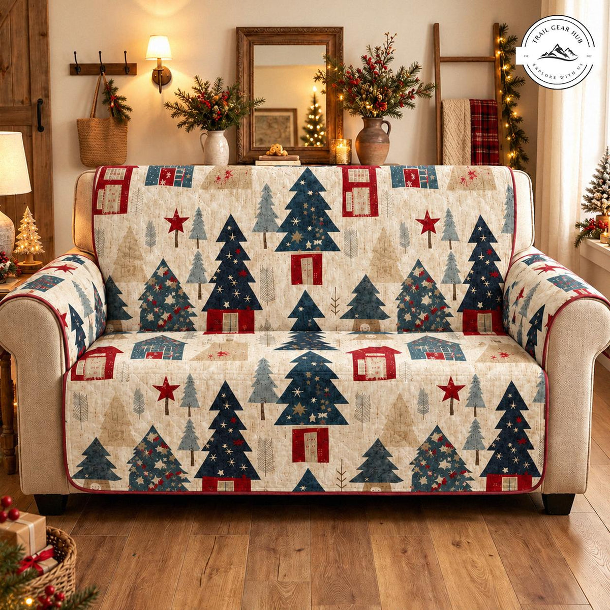 Cozy Christmas Tree Pattern Quilted Seat Sofa TN204