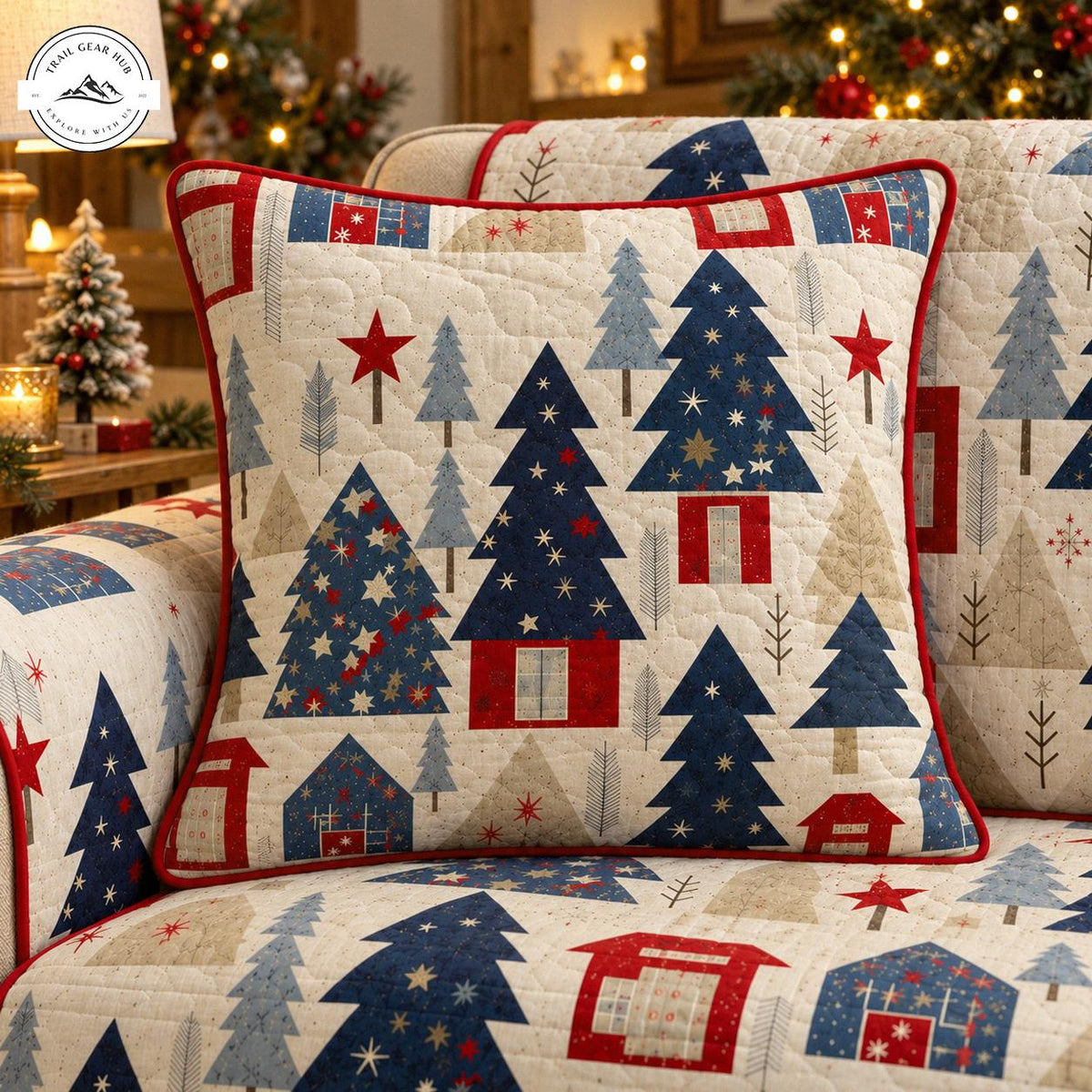 Cozy Christmas Tree Pattern Quilted Pillow Cover TN204QLTPLC