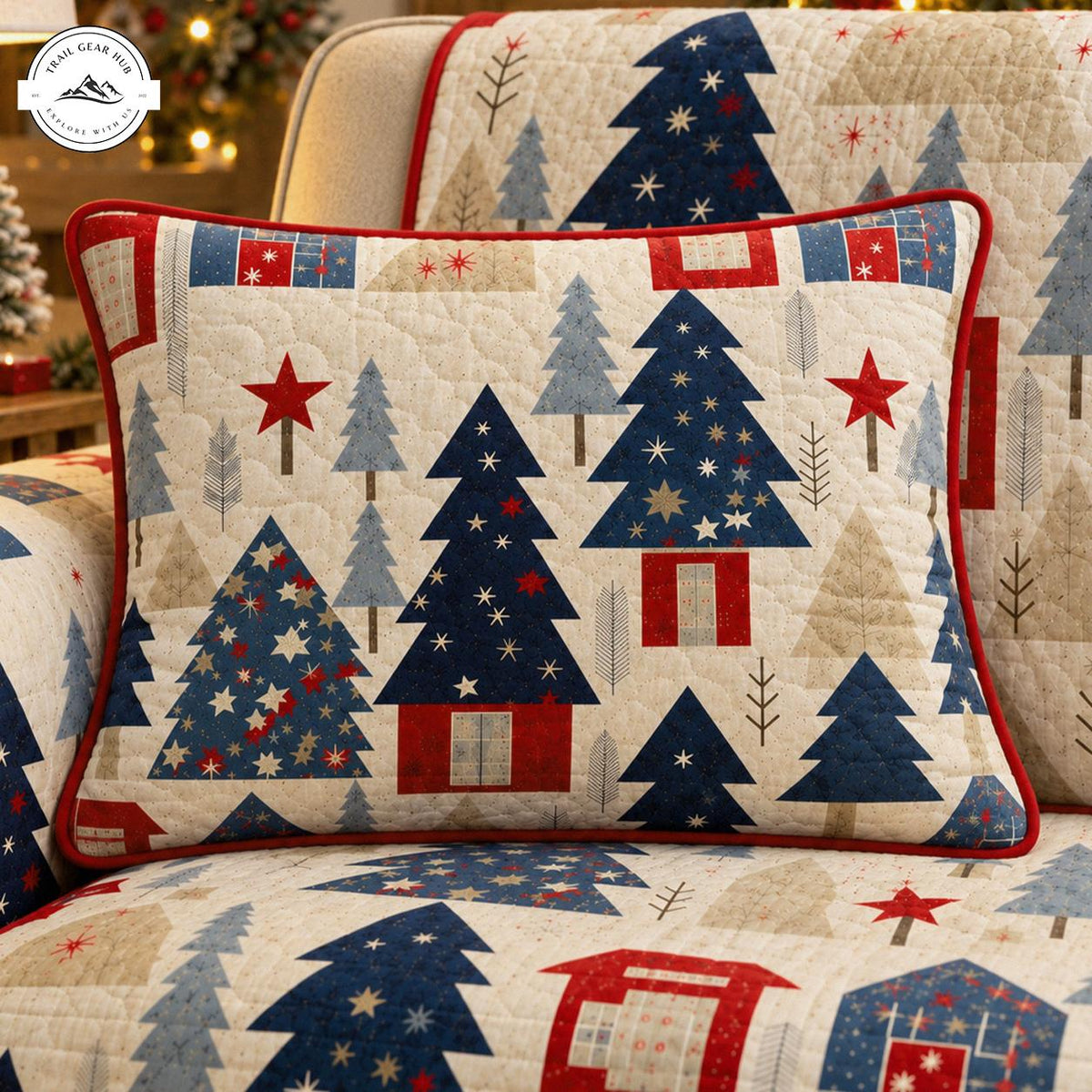 Cozy Christmas Tree Pattern Quilted Pillow Cover TN204QLTPLC