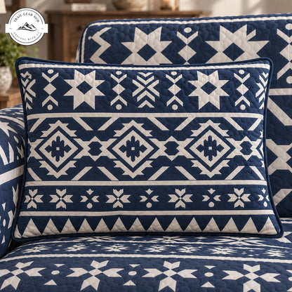 Blue Geometric Quilted Pillow Cover TN225QLTPLC