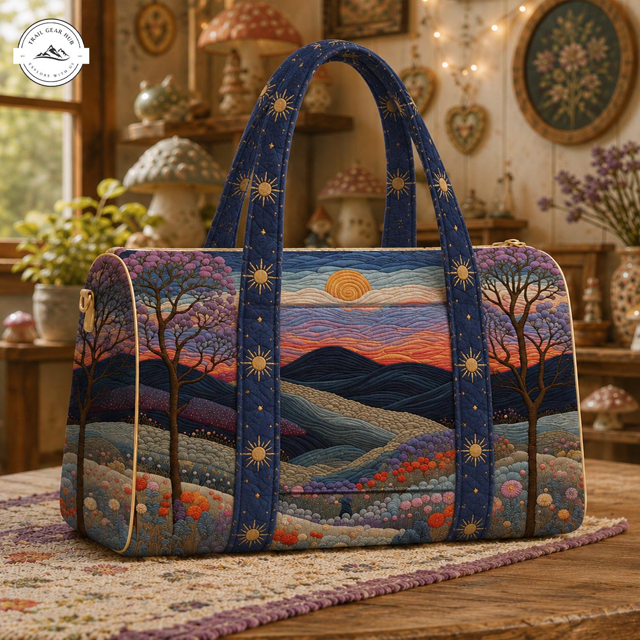 Whimsical Mountain Sunset Quilted Travel Bag TN18