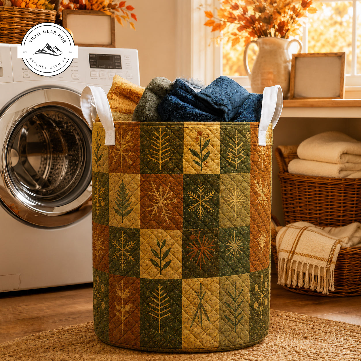 Autumn Leaf Patchwork Laundry Quilted Laundry Basket TN02
