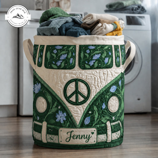 Hippie Van Personalized Quilted Laundry Basket TN10