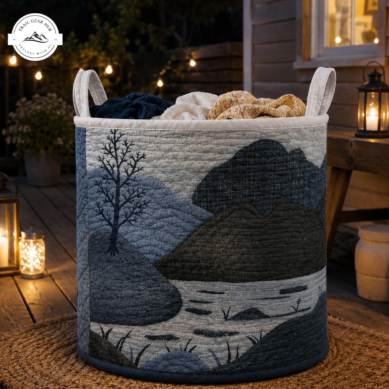 Landscape Mountain Quilted Laundry Basket TN26