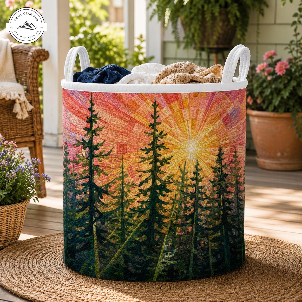 Forest Sunset Quilted Laundry Basket TN39
