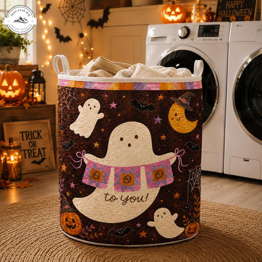 Cute Boo Ghost Halloween Quilted Laundry Basket TN50