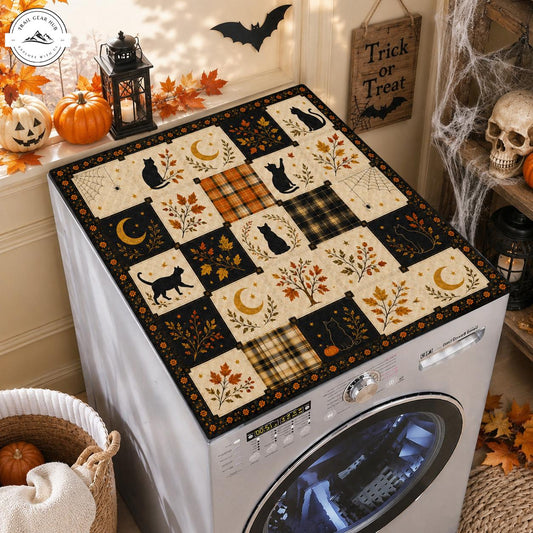 Halloween Cat & Crescent Moon Quilted Washing Machine Cover TN51QLTWMC