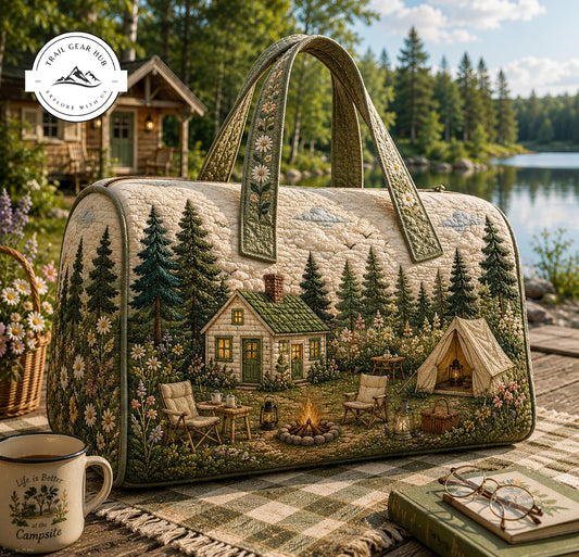 Cottagecore Cabin Camping Nature Quilted Duffle Bag TN04