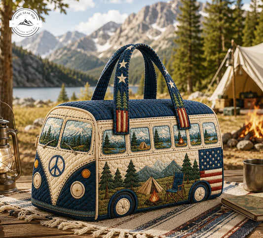 Patriotic USA Camper Van Quilted Duffel Bag TN17