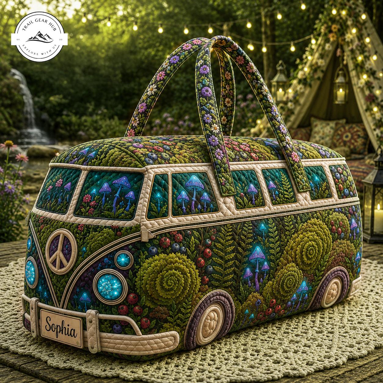 Hippie Bus Personalized Quilted Duffel Bag TN20
