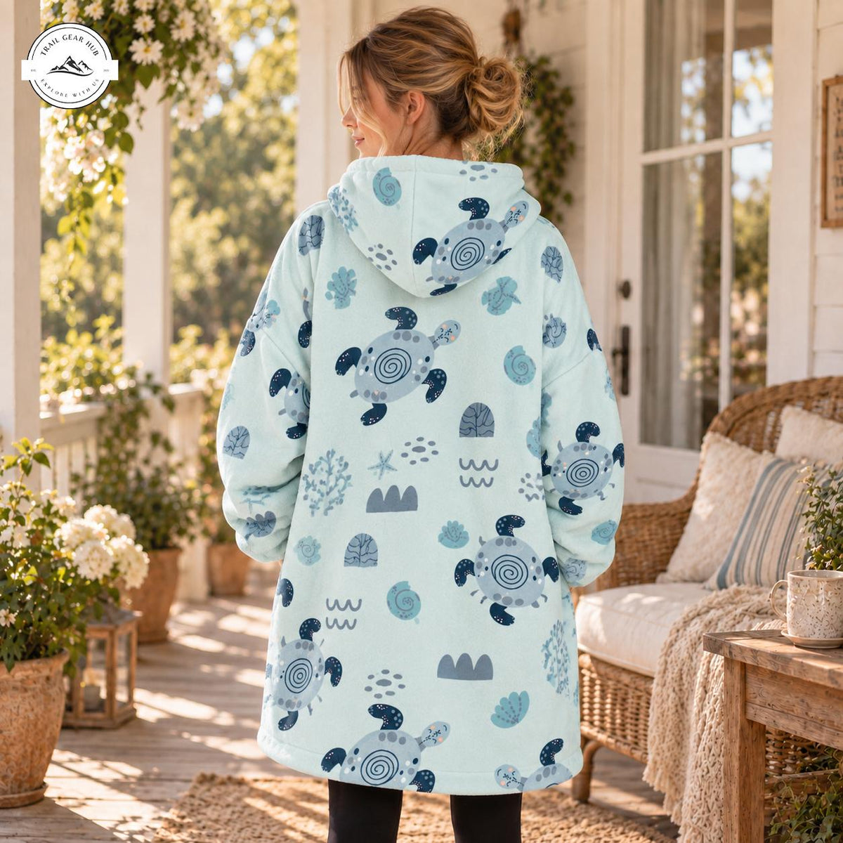 Light Blue Sea Turtle Snug Hoodie TN09