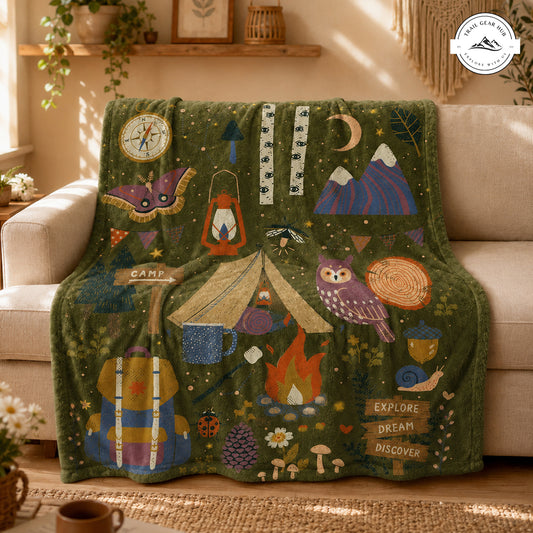 Cozy Forest Camping Sherpa Blanket TN01
